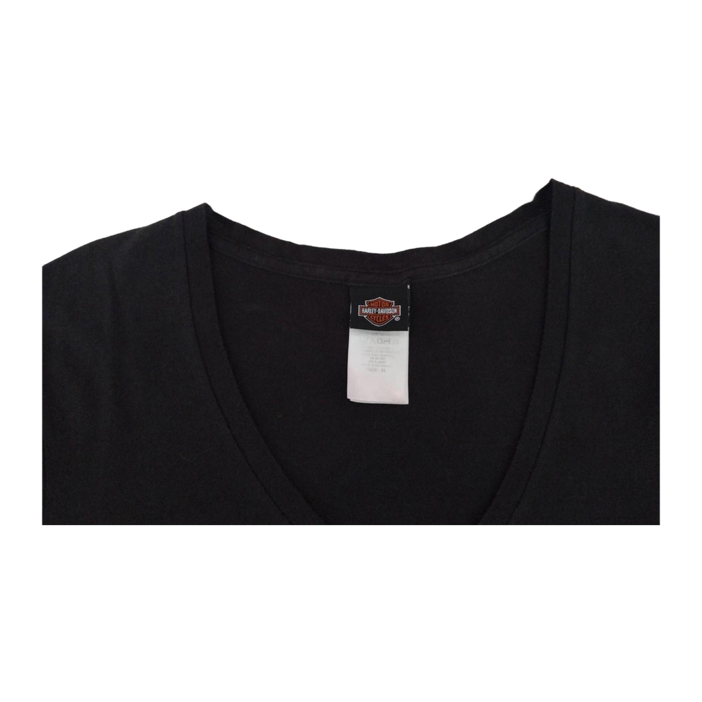 1686 Harley Davidson Women's American Flag Skull Short Sleeve T Shirt Black XL