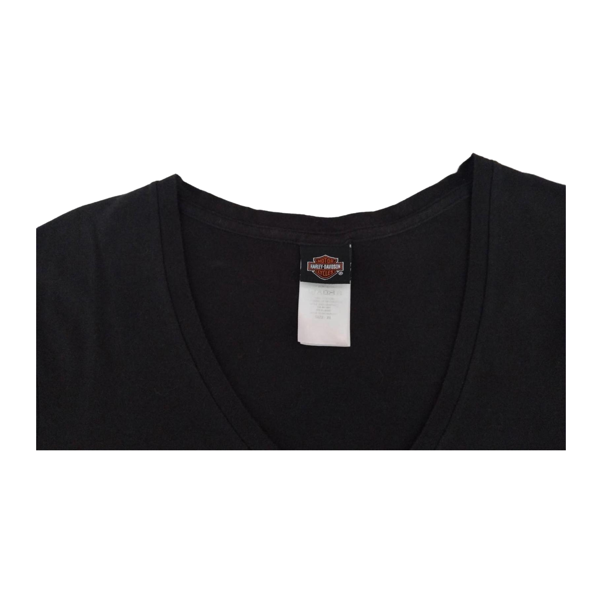 1686 Harley Davidson Women's American Flag Skull Short Sleeve T Shirt Black XL