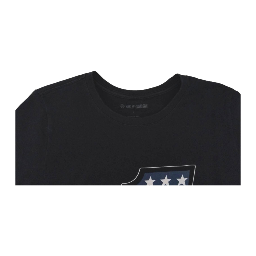 1685 Harley Davidson Women's USA 1 Flag Short Sleeve T Shirt Black L