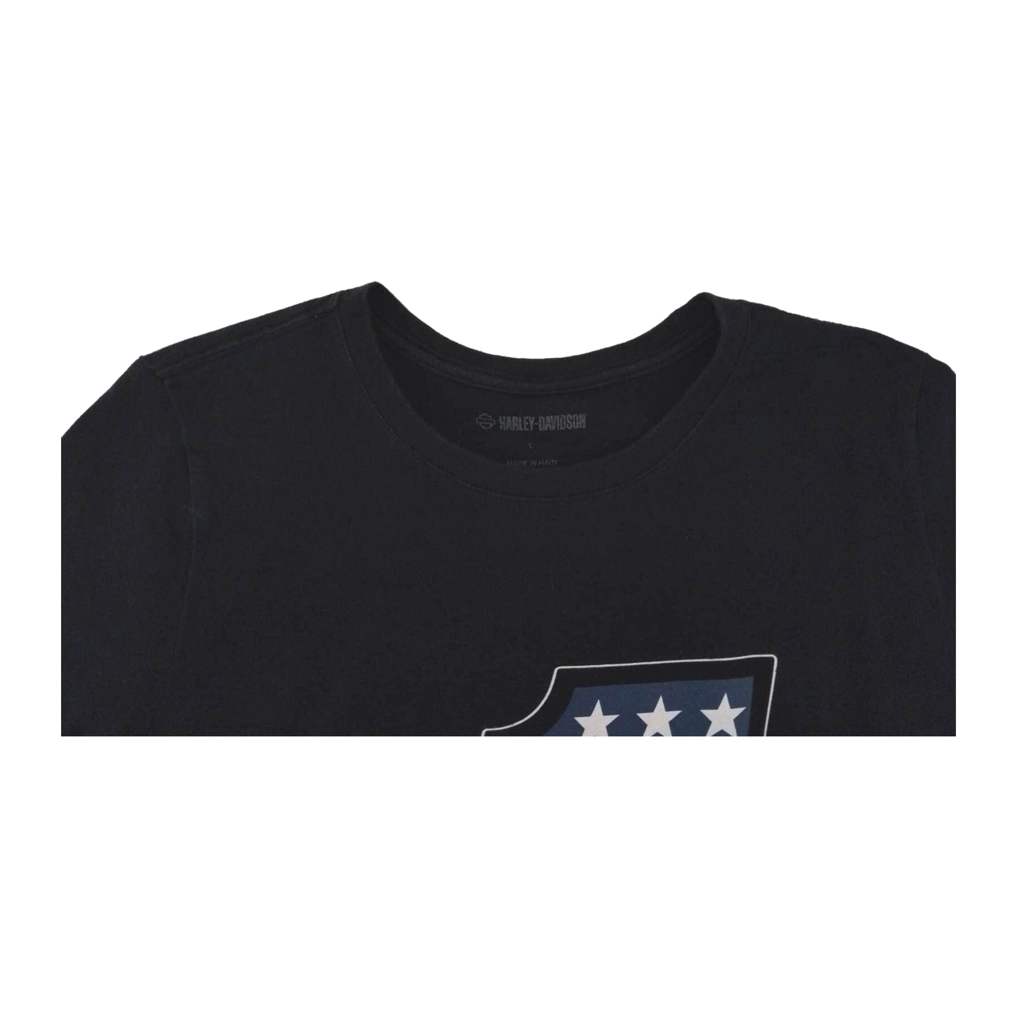 1685 Harley Davidson Women's USA 1 Flag Short Sleeve T Shirt Black L