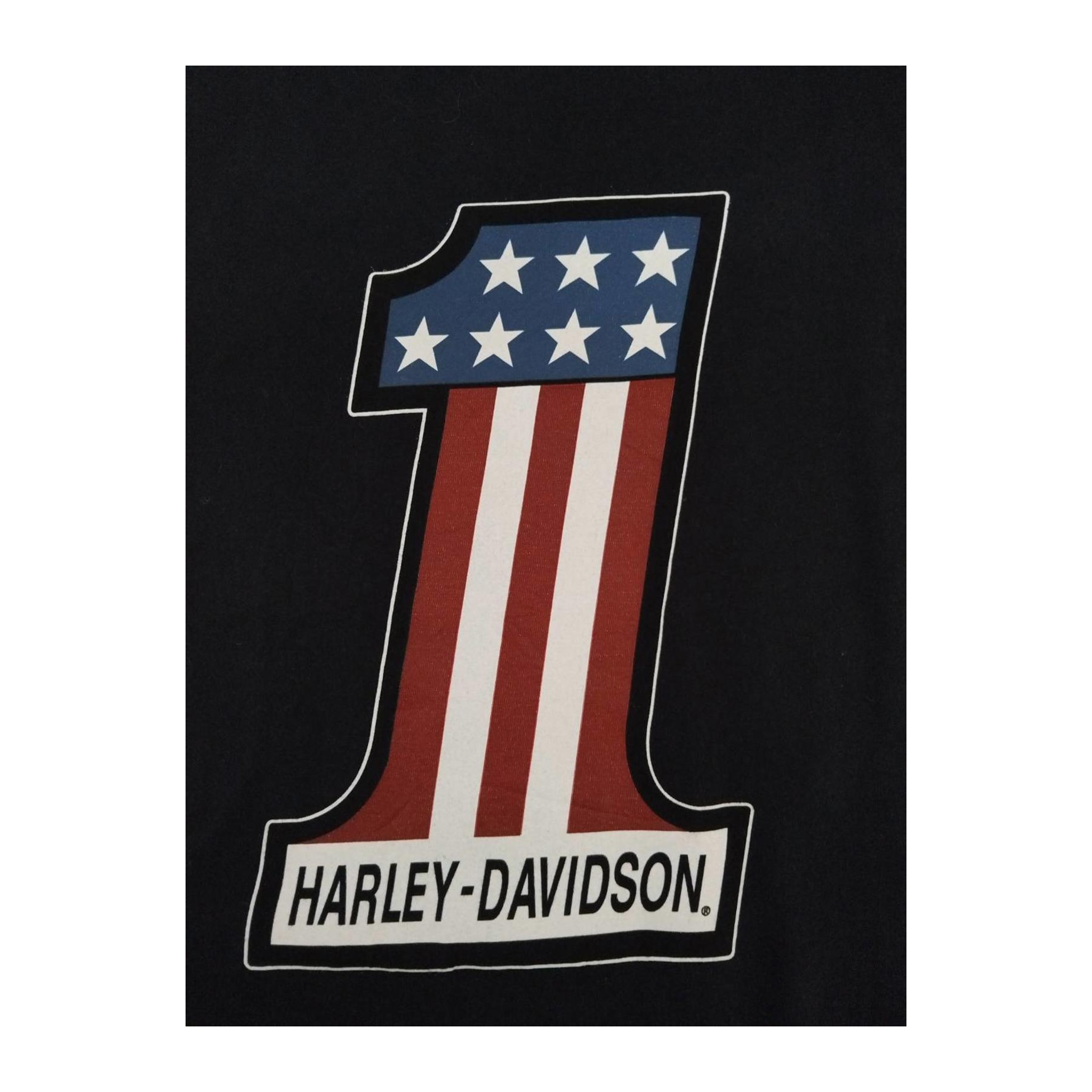 1685 Harley Davidson Women's USA 1 Flag Short Sleeve T Shirt Black L