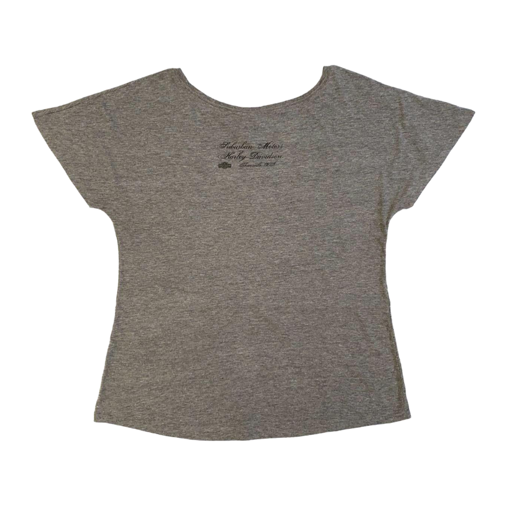 1682 Harley Davidson Women's Bedazzled Eagle Graphic Short Sleeve T Shirt Grey 2XL