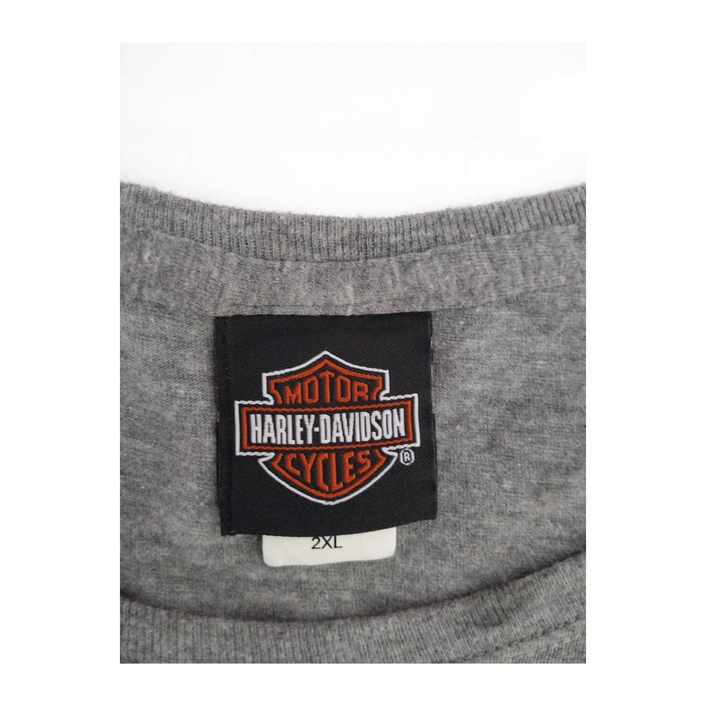 1682 Harley Davidson Women's Bedazzled Eagle Graphic Short Sleeve T Shirt Grey 2XL