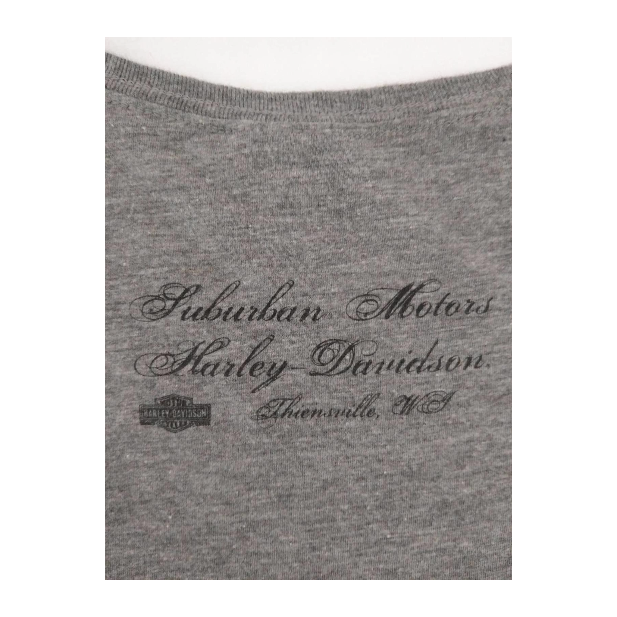 1682 Harley Davidson Women's Bedazzled Eagle Graphic Short Sleeve T Shirt Grey 2XL