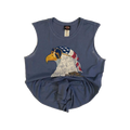 1680 Harley Davidson Women's American Flag Eagle Sleeveless Muscle T Slate Blue M