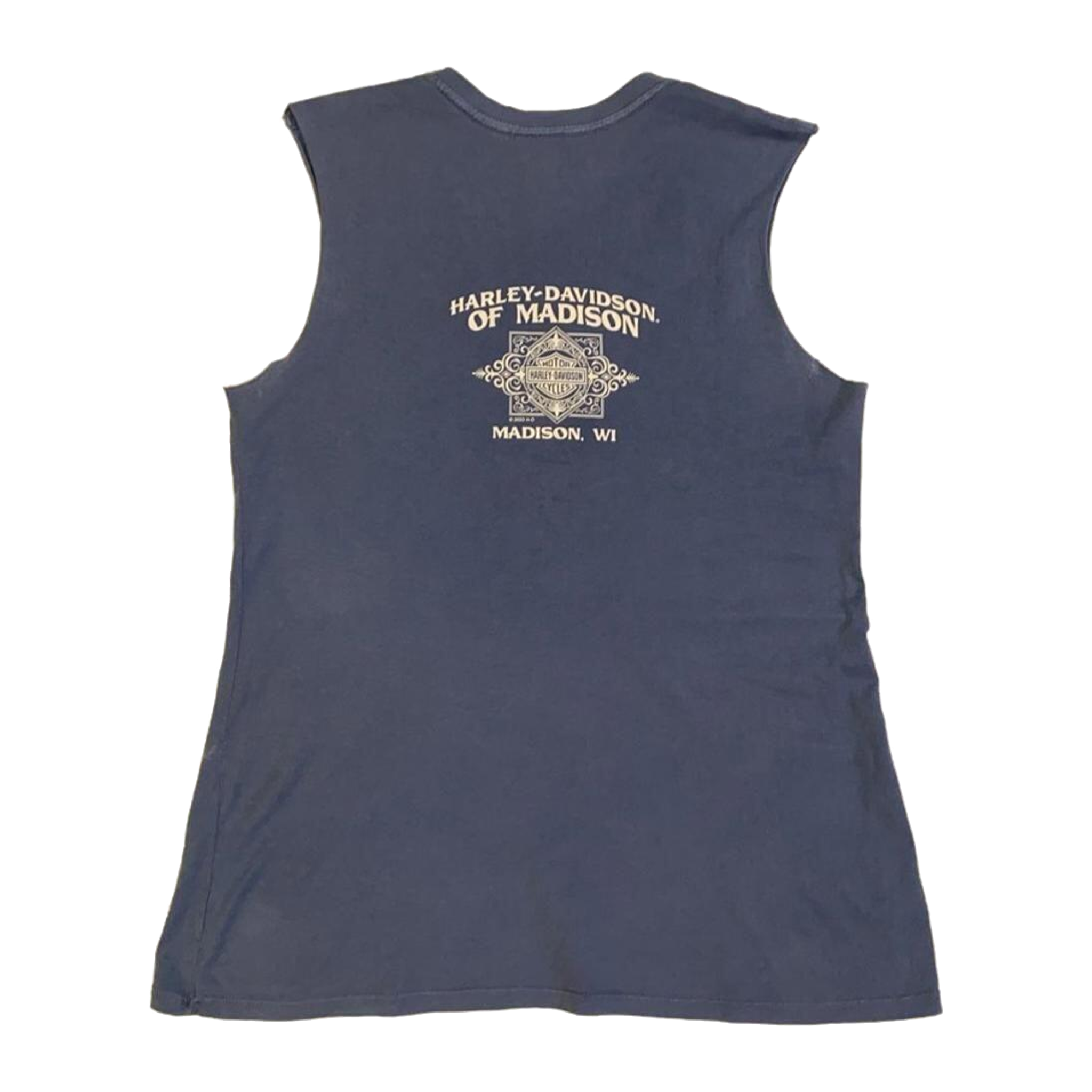 1680 Harley Davidson Women's American Flag Eagle Sleeveless Muscle T Slate Blue M