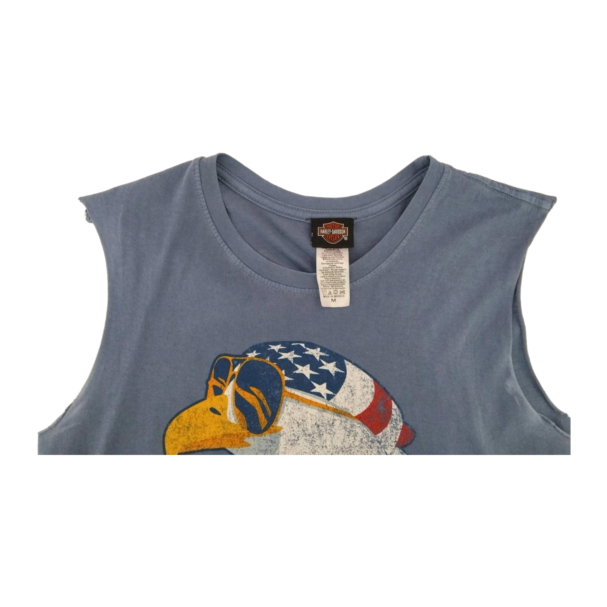 1680 Harley Davidson Women's American Flag Eagle Sleeveless Muscle T Slate Blue M