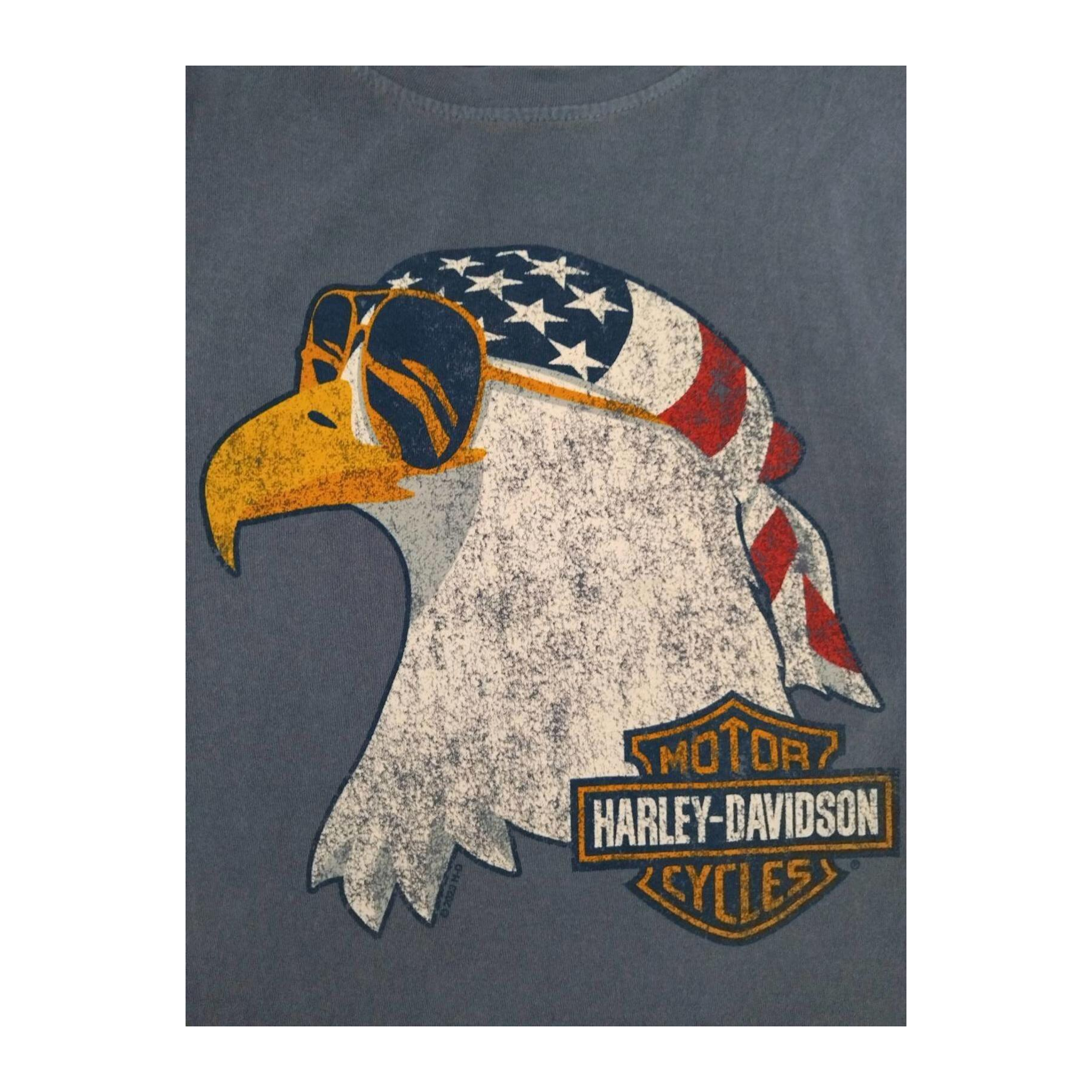 1680 Harley Davidson Women's American Flag Eagle Sleeveless Muscle T Slate Blue M