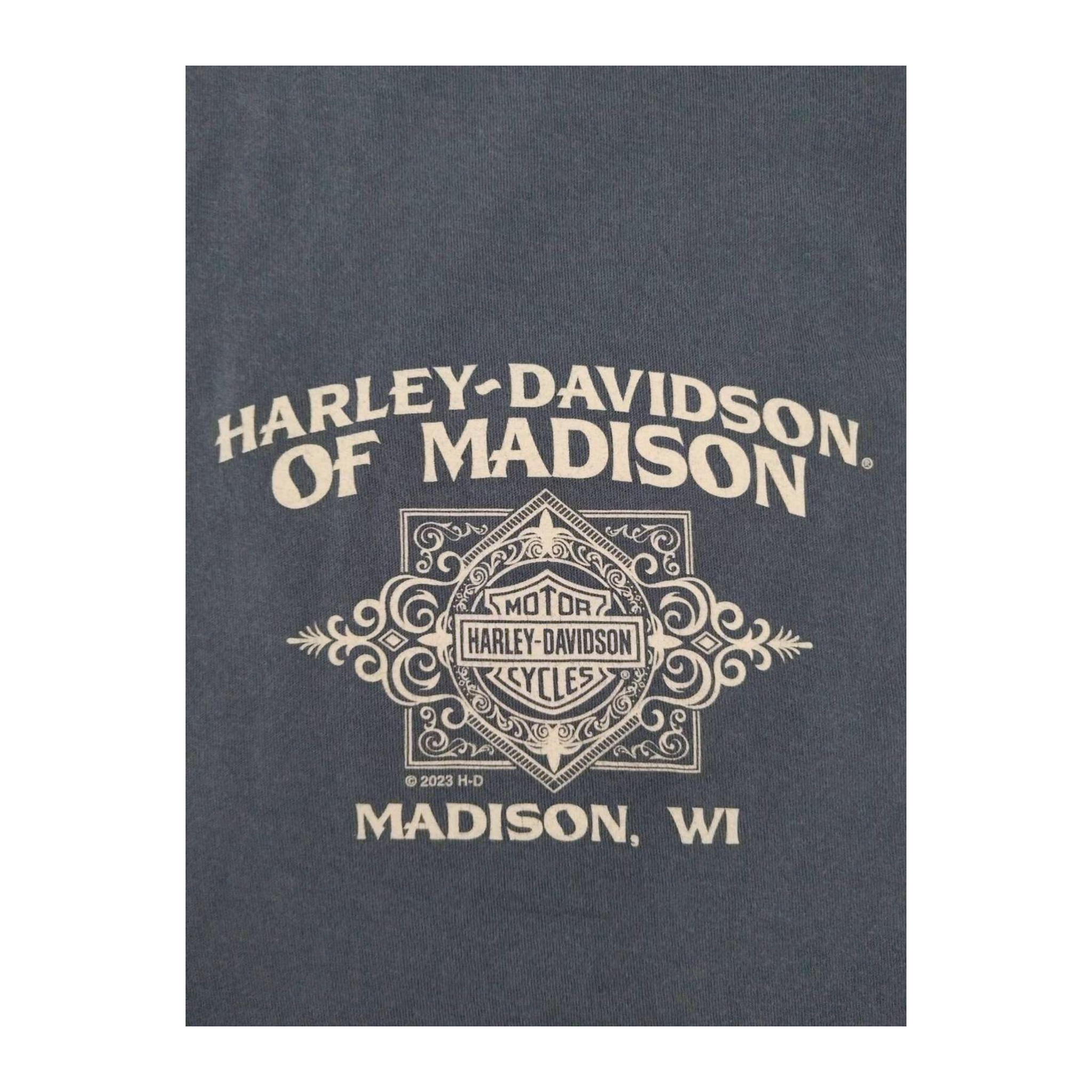 1680 Harley Davidson Women's American Flag Eagle Sleeveless Muscle T Slate Blue M