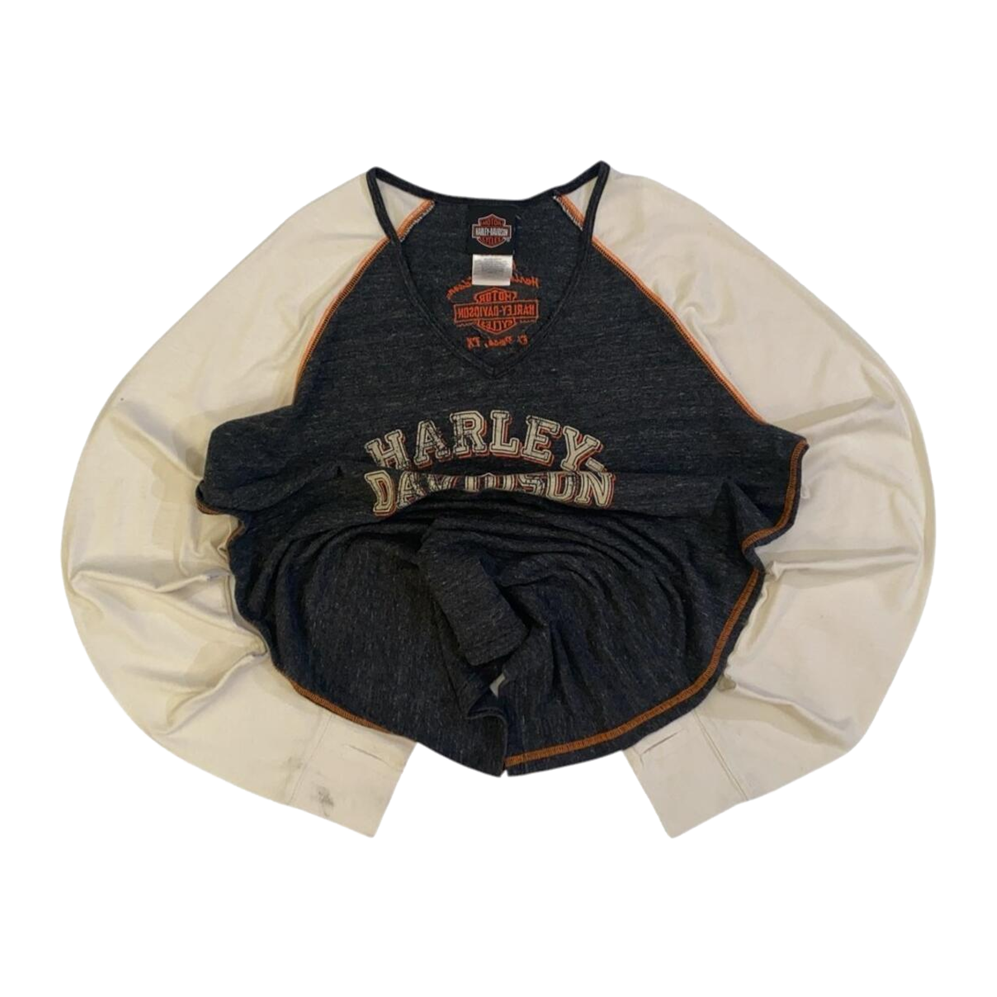 1635 Harley Davidson Women's Embroidered Logo Long Sleeve T Shirt Grey 2XL
