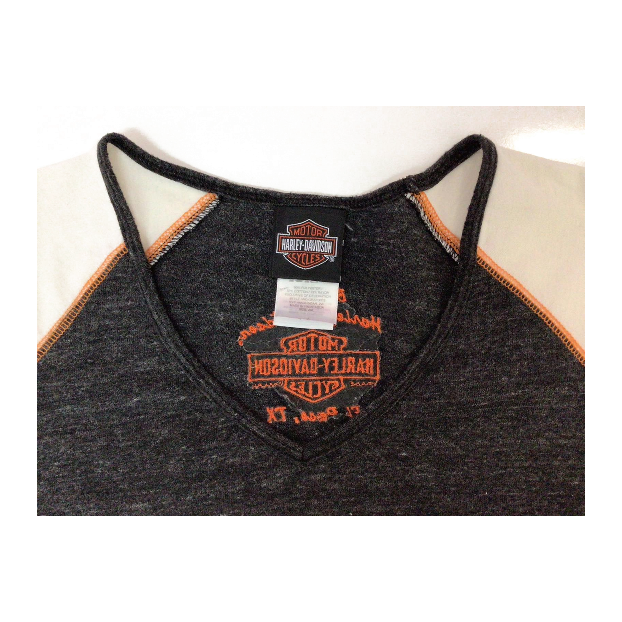 1635 Harley Davidson Women's Embroidered Logo Long Sleeve T Shirt Grey 2XL
