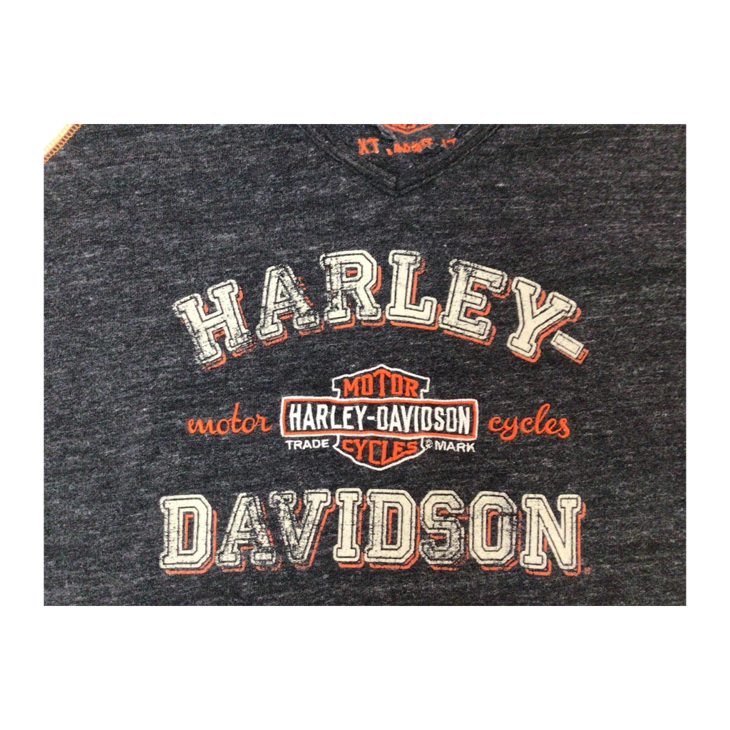 1635 Harley Davidson Women's Embroidered Logo Long Sleeve T Shirt Grey 2XL
