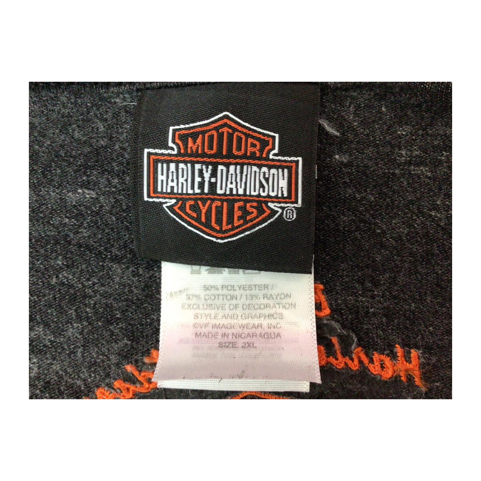 1635 Harley Davidson Women's Embroidered Logo Long Sleeve T Shirt Grey 2XL