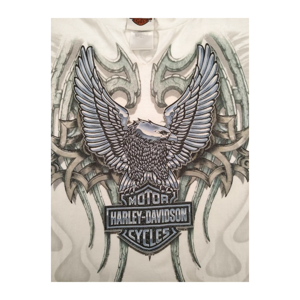 1596 Harley Davidson Women's Eagle Graphic Short Sleeve T Shirt White M