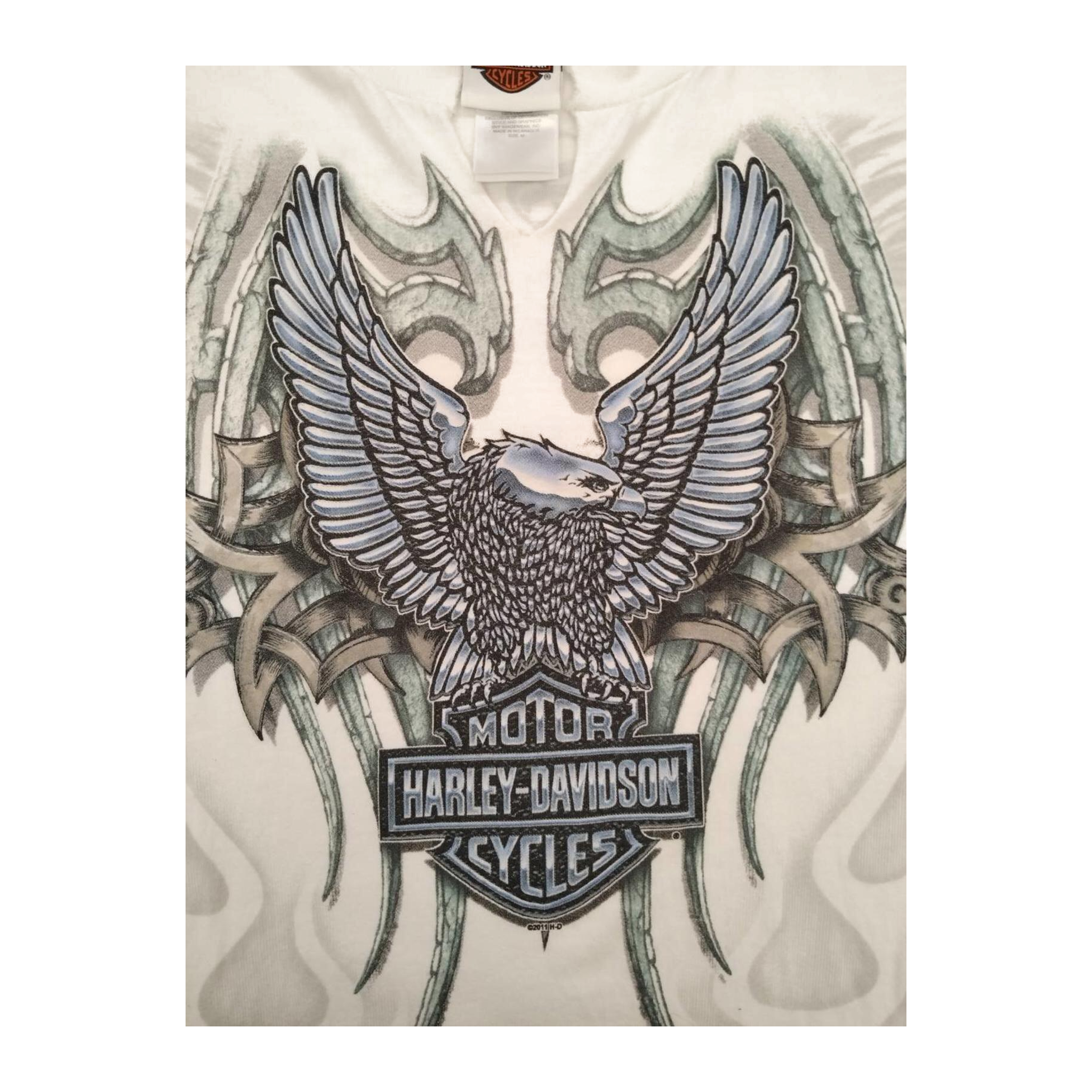 1596 Harley Davidson Women's Eagle Graphic Short Sleeve T Shirt White M