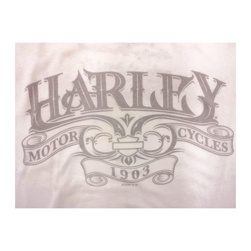 1592 Harley Davidson Women's Vintage Logo Lace Trim Short Sleeve T Shirt White 2XL