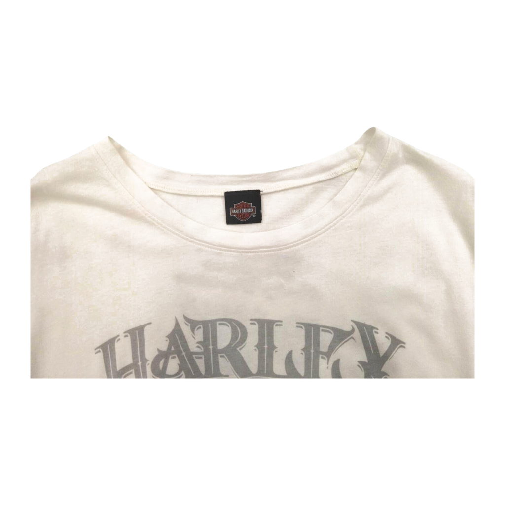 1592 Harley Davidson Women's Vintage Logo Lace Trim Short Sleeve T Shirt White 2XL