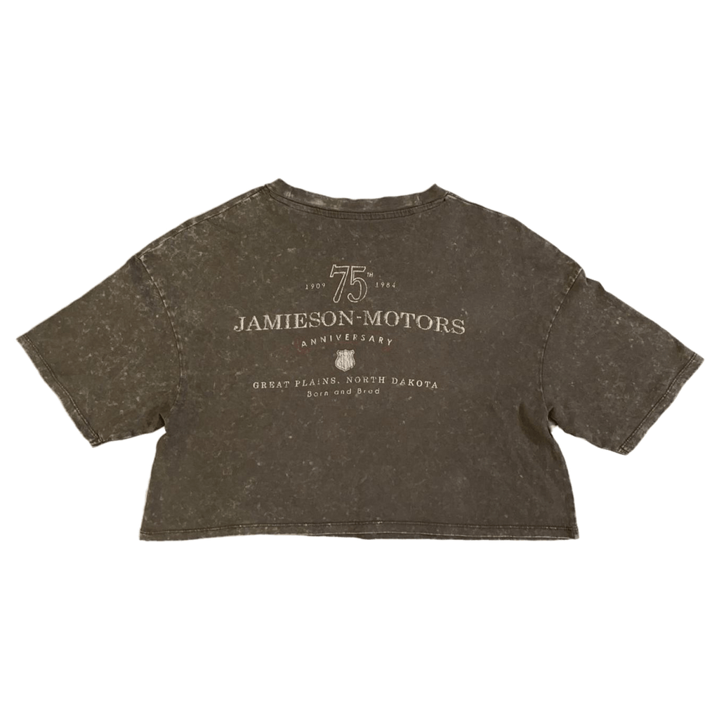 Jamieson Motors Women's 75th Anniversary Relaxed Fit Short Sleeve T Shirt Greige XS