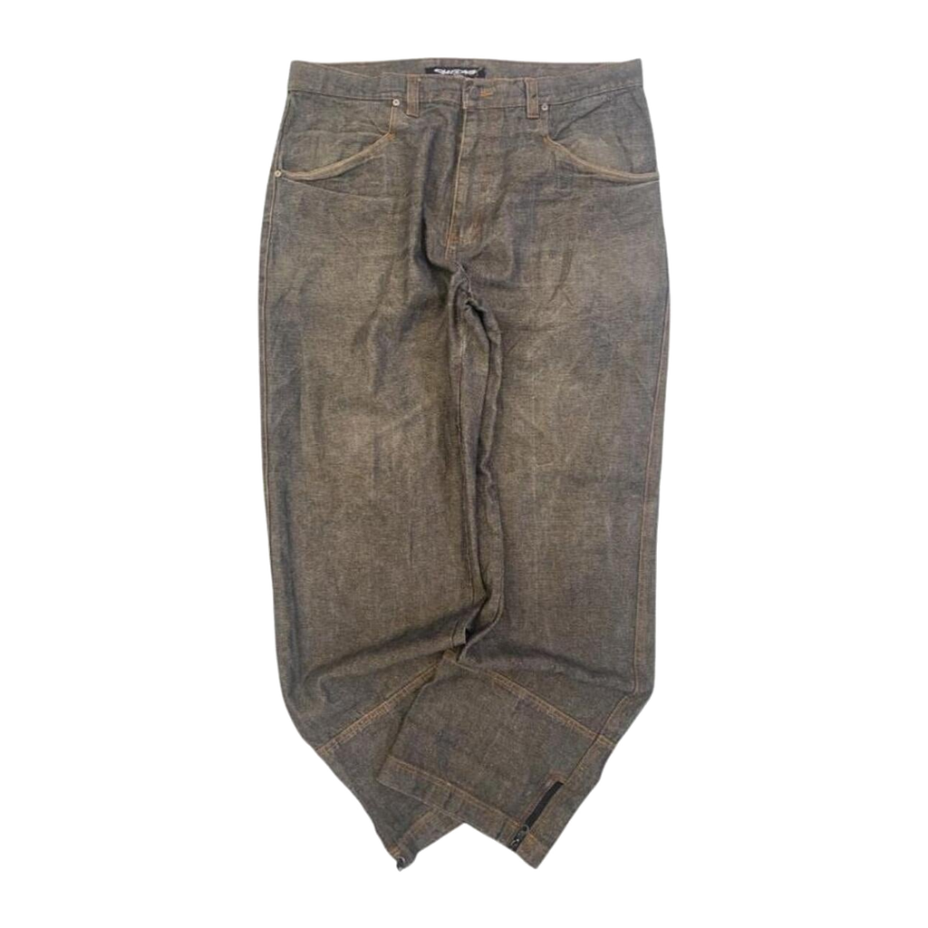 954 CYGAS Straight Jeans Metallic Cotton Blend Grey Mens W38 L34