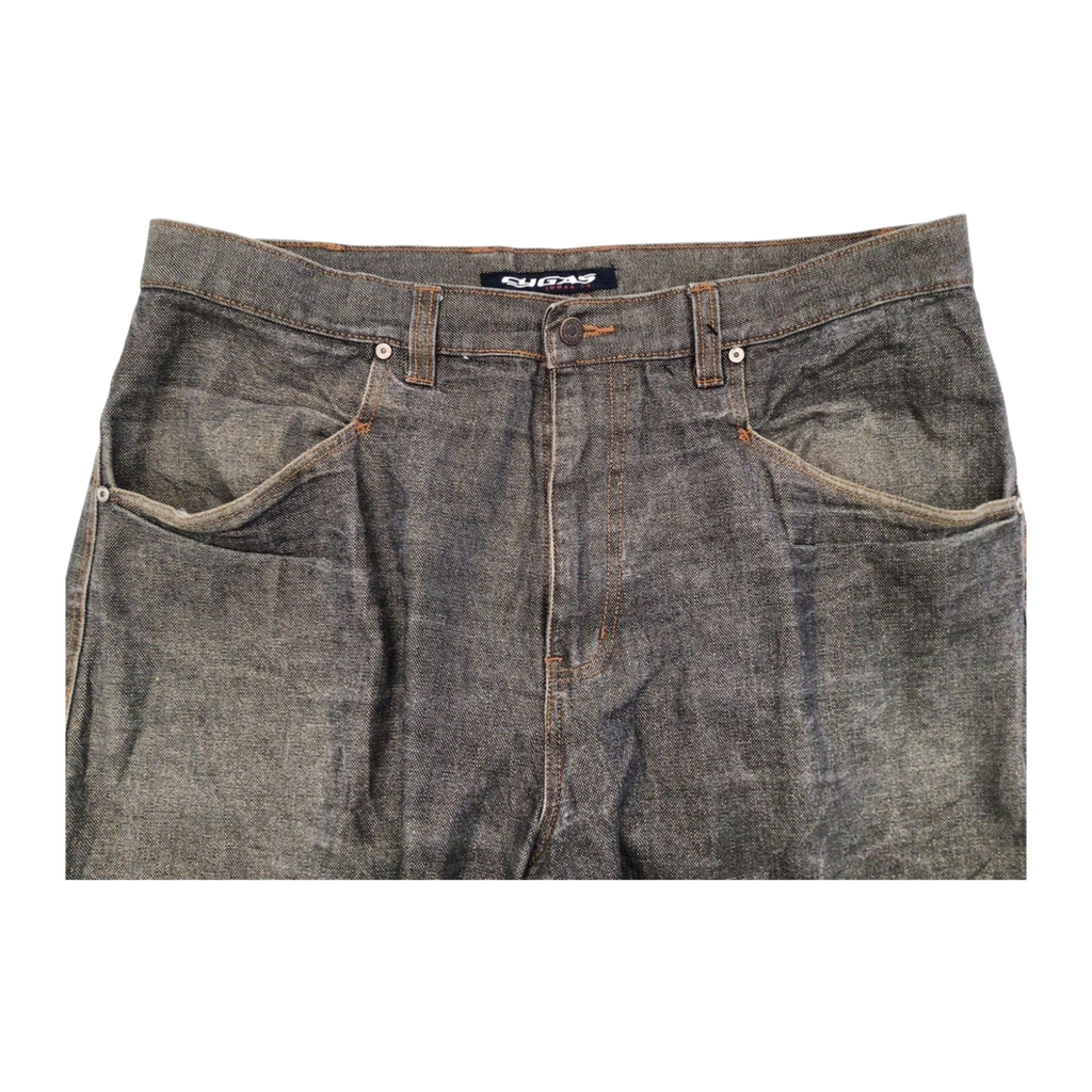 954 CYGAS Straight Jeans Metallic Cotton Blend Grey Mens W38 L34