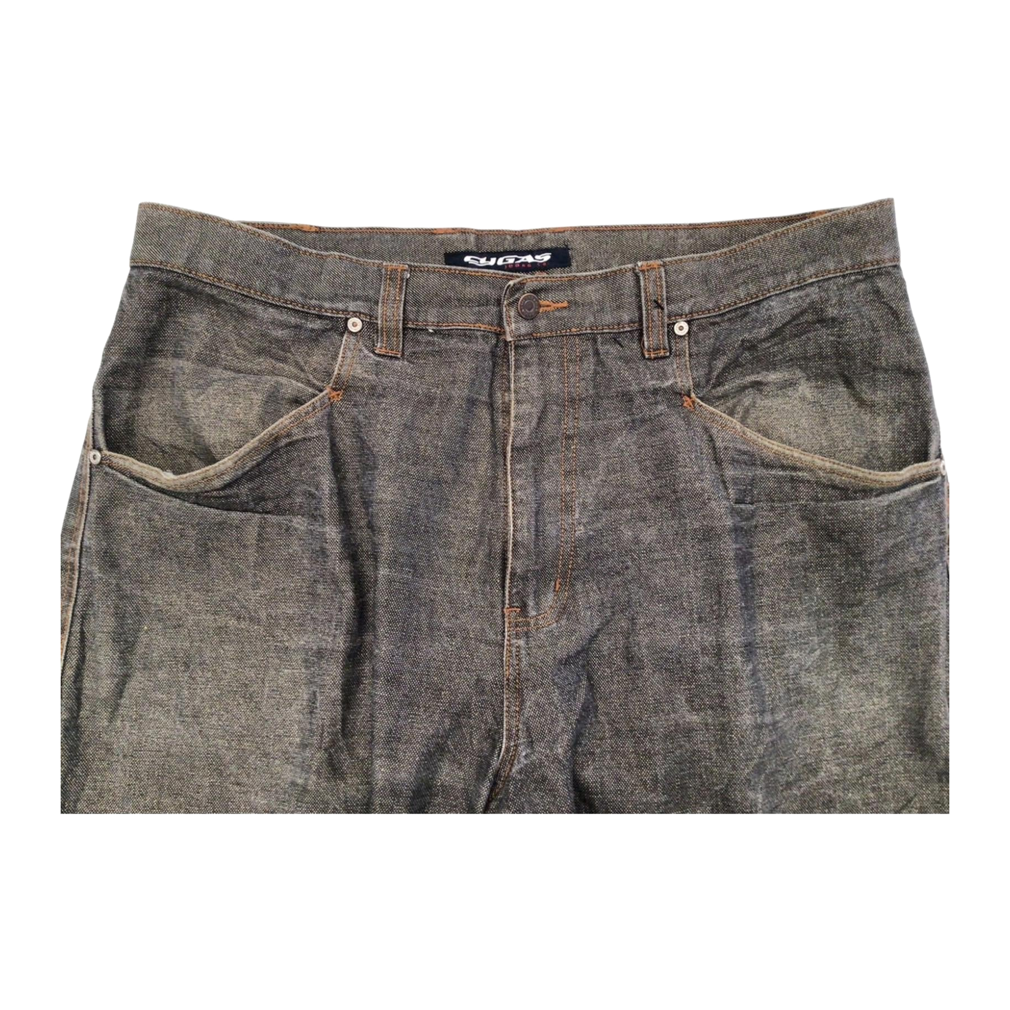 954 CYGAS Straight Jeans Metallic Cotton Blend Grey Mens W38 L34
