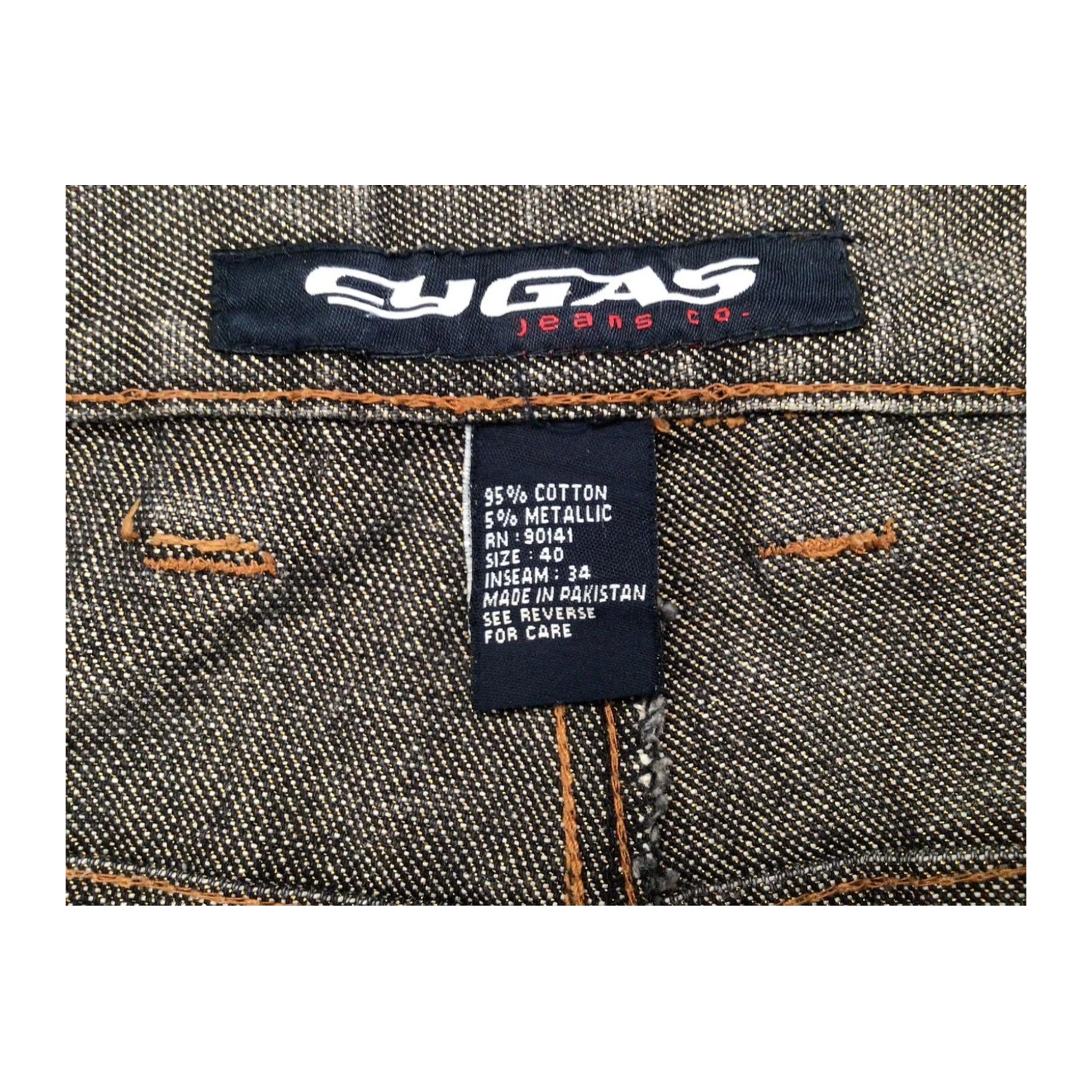 954 CYGAS Straight Jeans Metallic Cotton Blend Grey Mens W38 L34