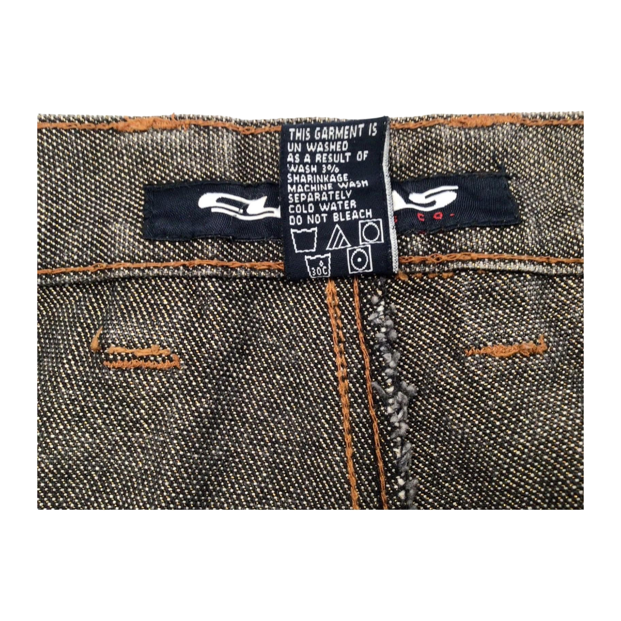 954 CYGAS Straight Jeans Metallic Cotton Blend Grey Mens W38 L34