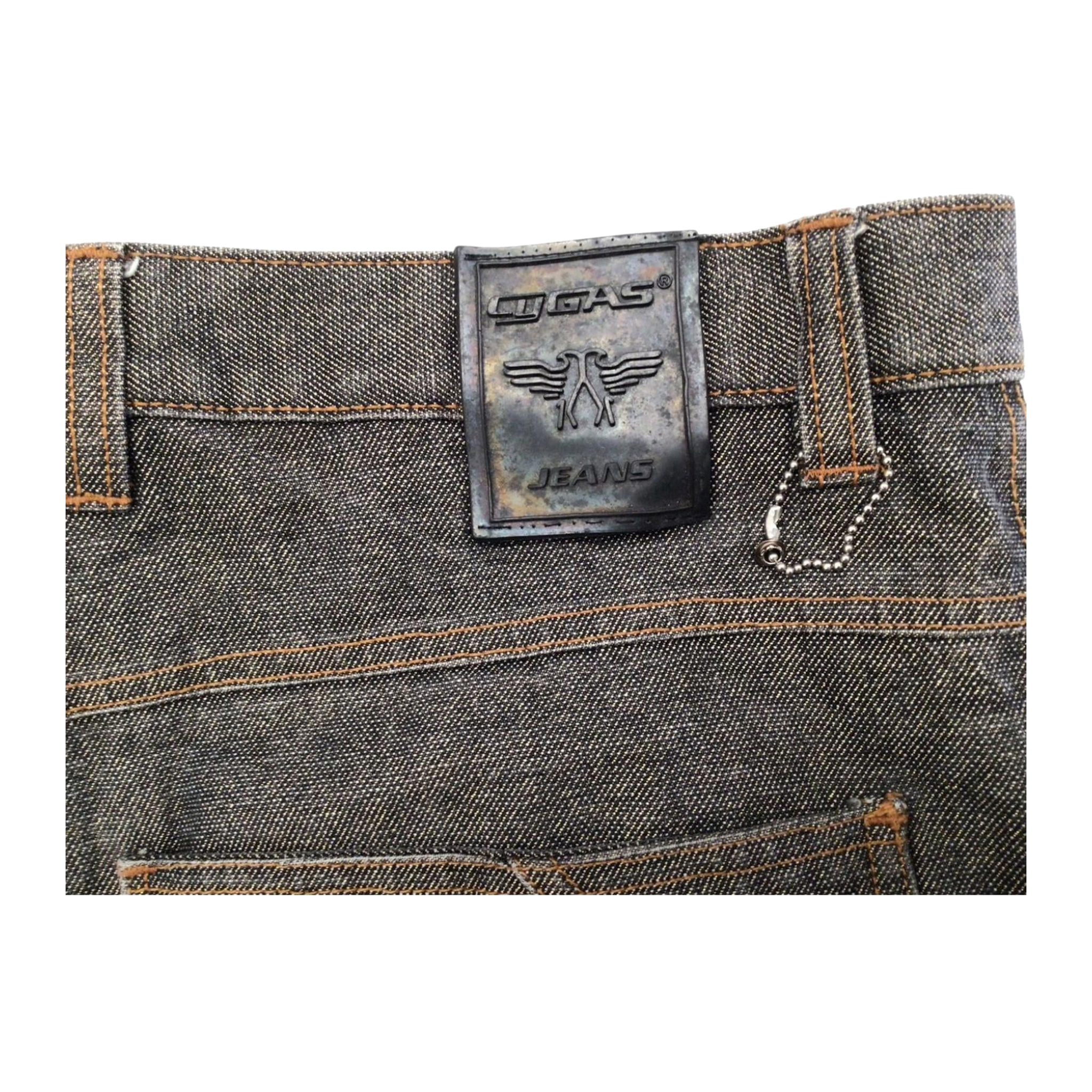 954 CYGAS Straight Jeans Metallic Cotton Blend Grey Mens W38 L34
