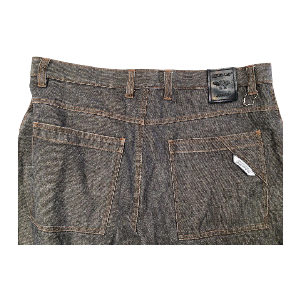 954 CYGAS Straight Jeans Metallic Cotton Blend Grey Mens W38 L34