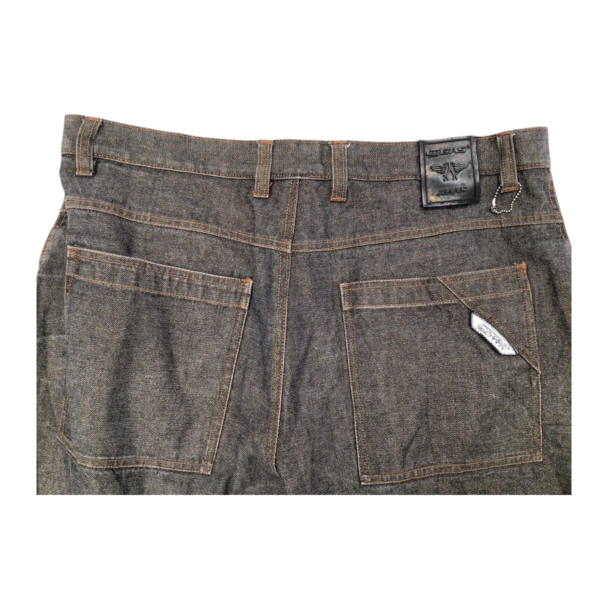 954 CYGAS Straight Jeans Metallic Cotton Blend Grey Mens W38 L34
