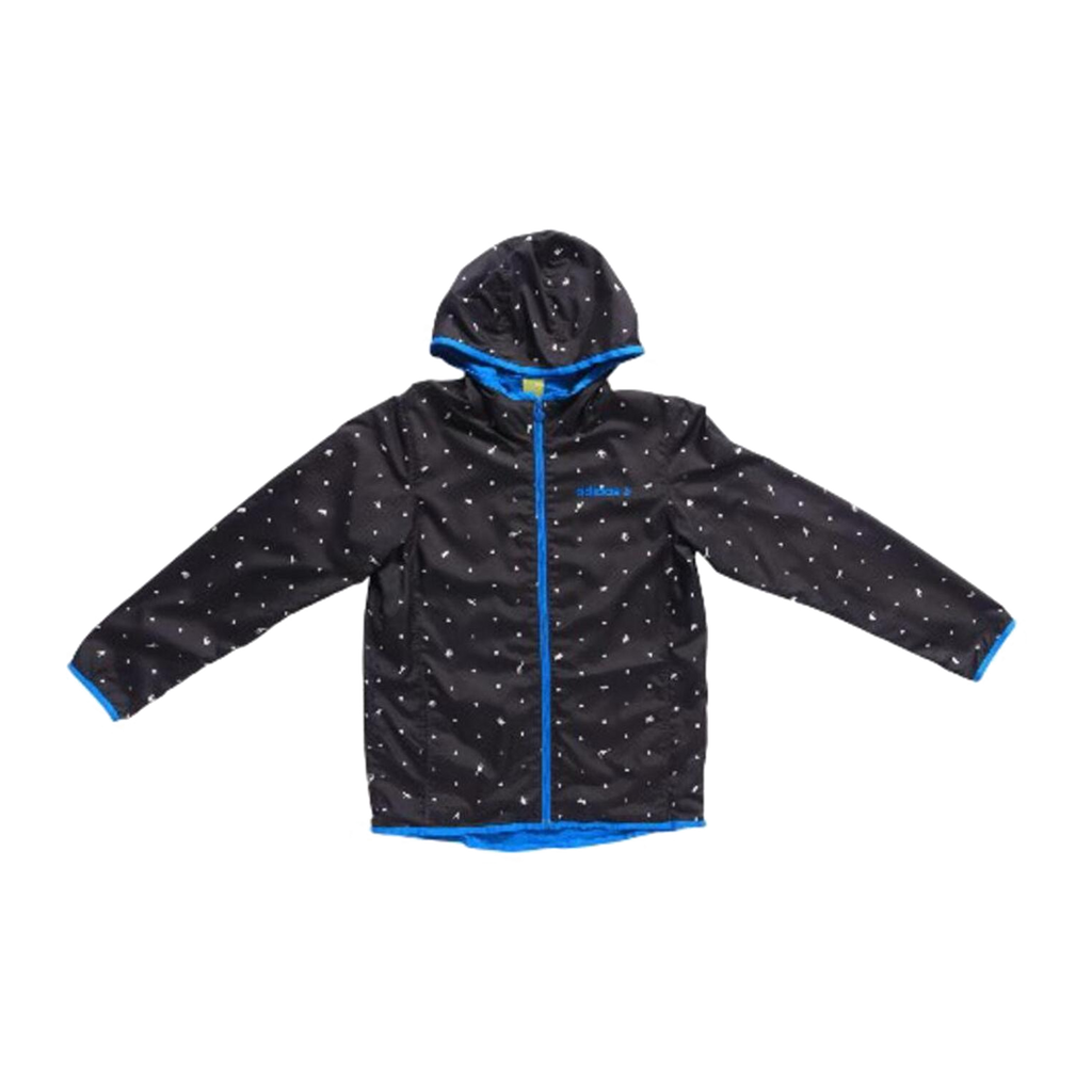 1697 Adidas NEO Japan Mesh Lined Polka Dot Hooded Windbreaker Black M