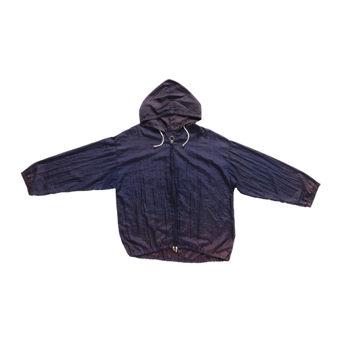 Baggy Fit Full Zip Hooded Ombre Windbreaker Navy Brown L