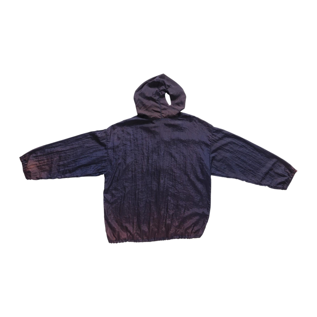 Baggy Fit Full Zip Hooded Ombre Windbreaker Navy Brown L
