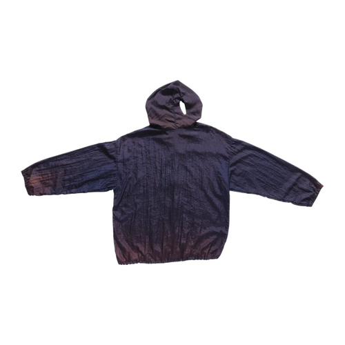 Baggy Fit Full Zip Hooded Ombre Windbreaker Navy Brown L