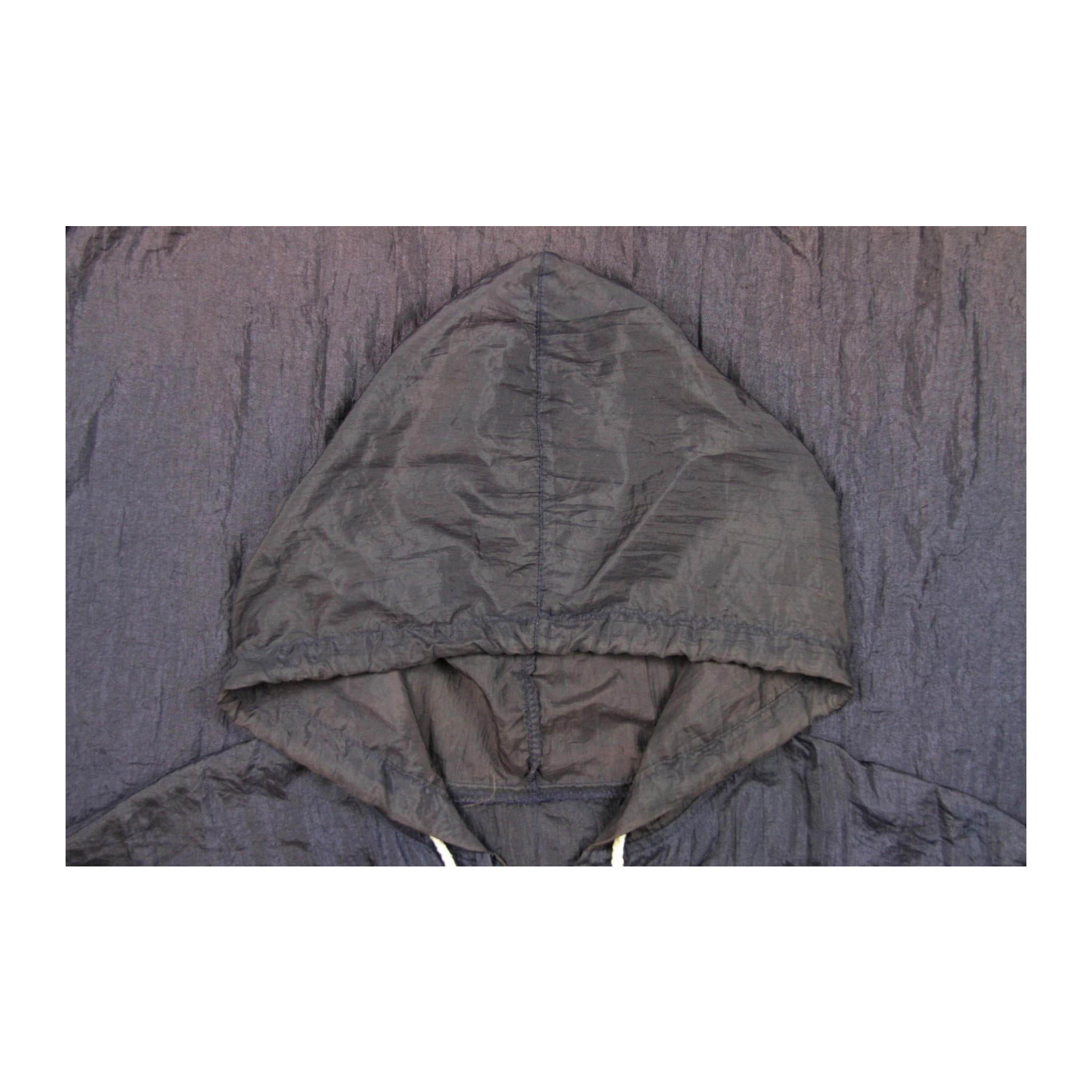 Baggy Fit Full Zip Hooded Ombre Windbreaker Navy Brown L