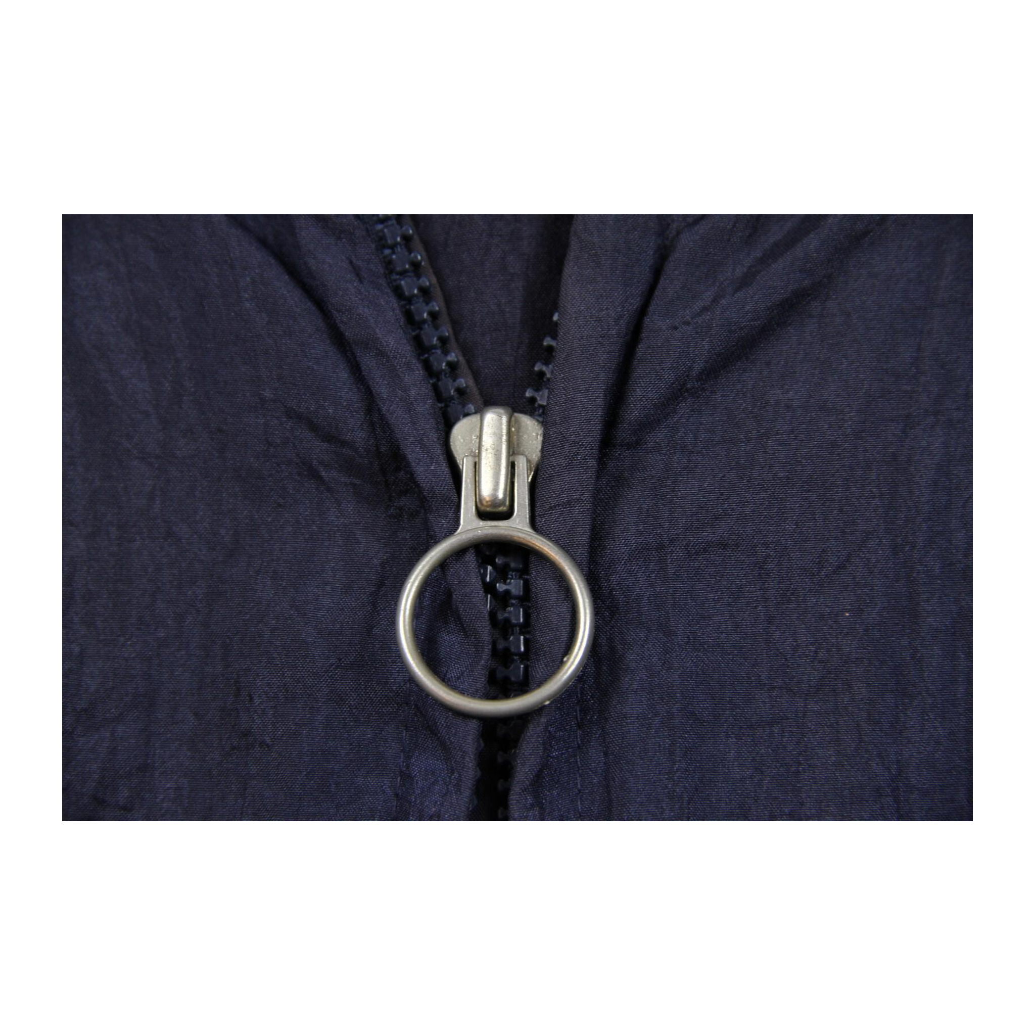 Baggy Fit Full Zip Hooded Ombre Windbreaker Navy Brown L