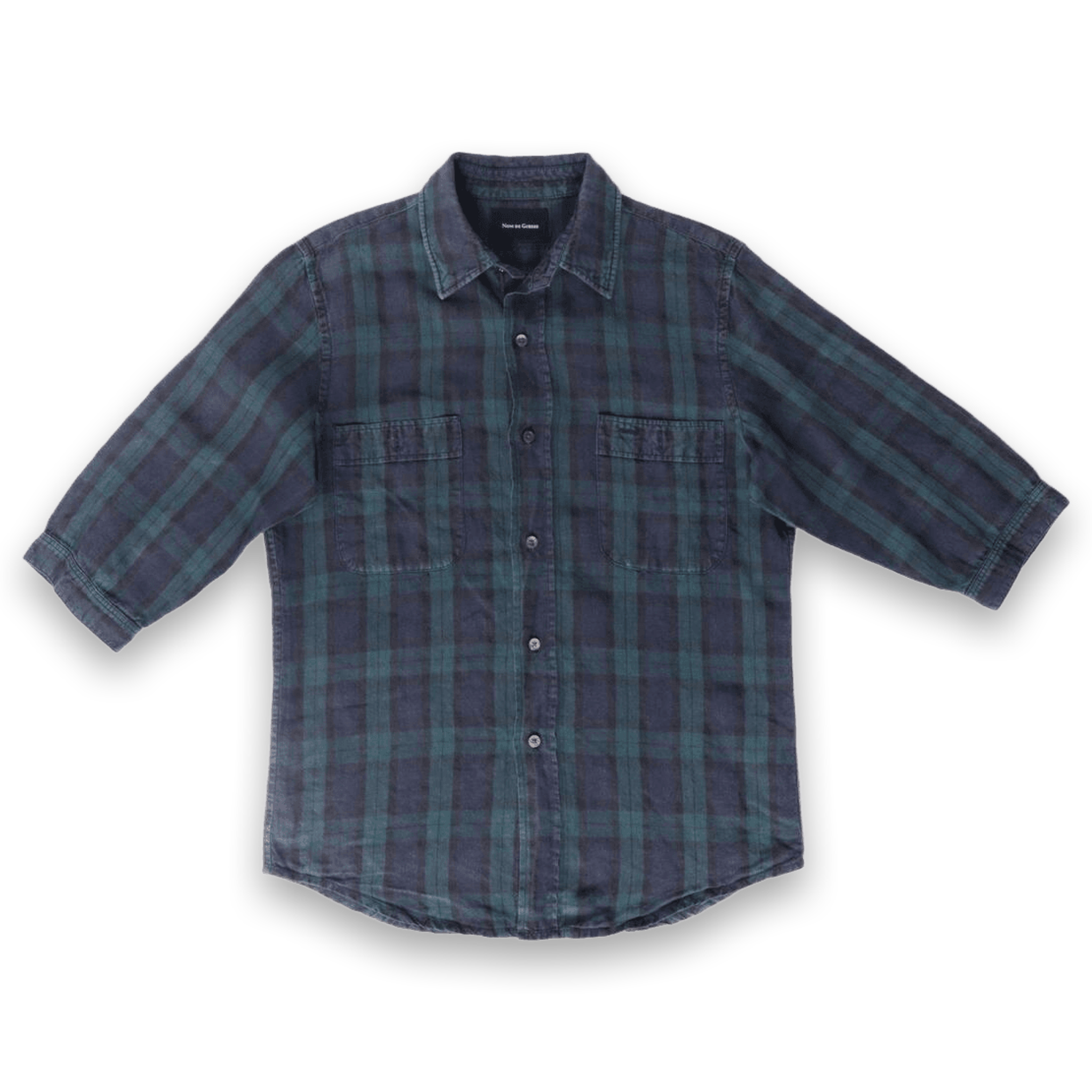 Nom De Guerre Quarter Sleeve Button Up Plaid Shirt Green M