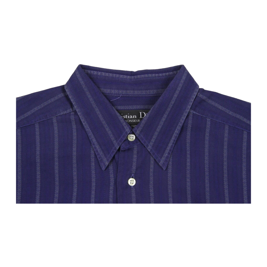 811 Christian Dior Monsieur Vintage 90s Made in France Striped Button Up Navy M