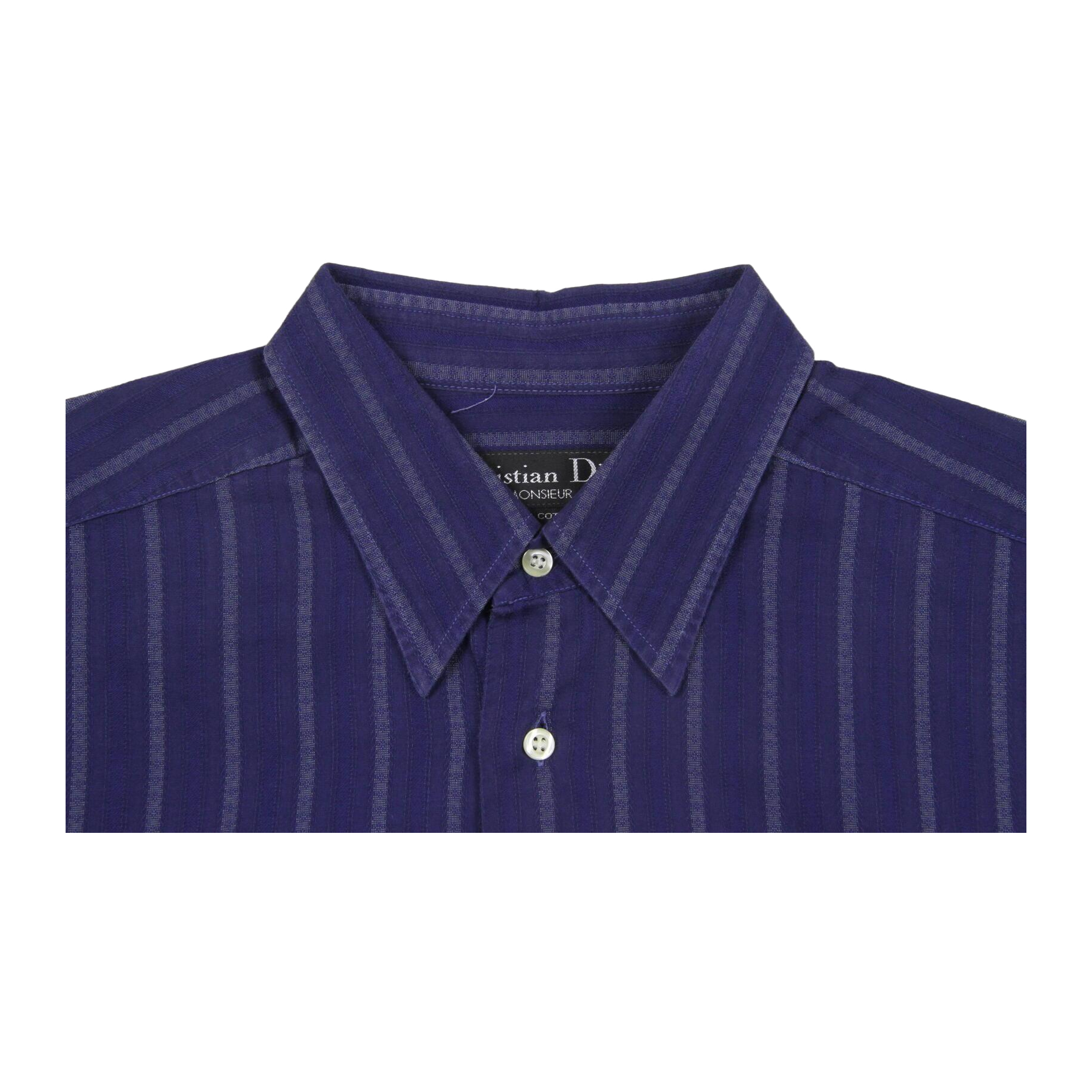 811 Christian Dior Monsieur Vintage 90s Made in France Striped Button Up Navy M