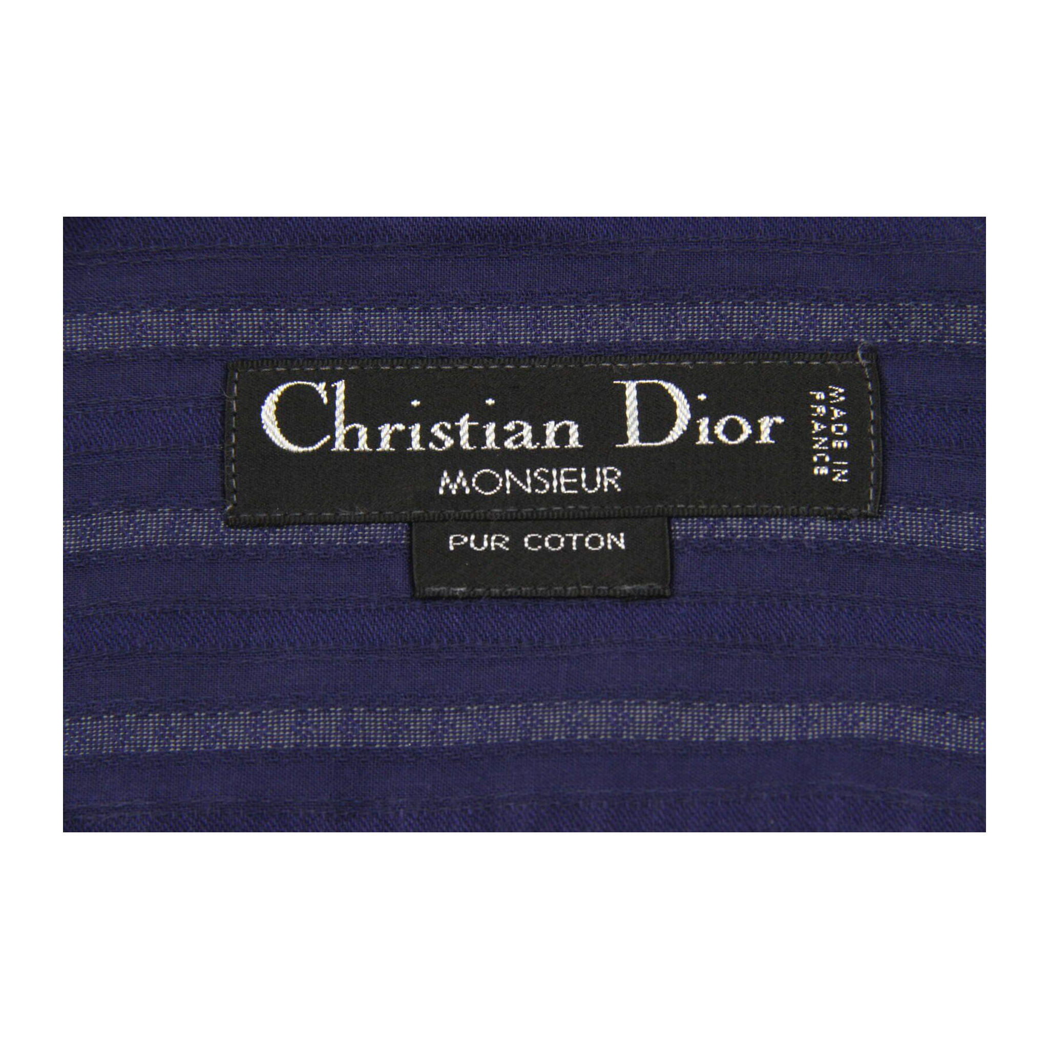 811 Christian Dior Monsieur Vintage 90s Made in France Striped Button Up Navy M
