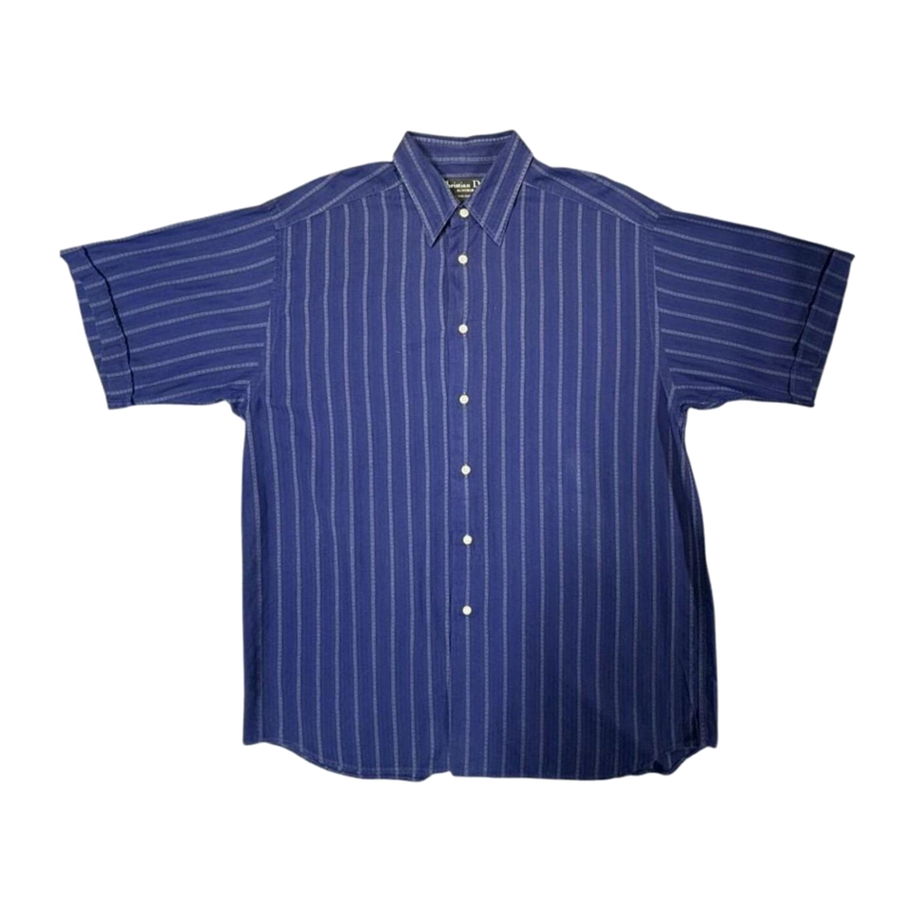 811 Christian Dior Monsieur Vintage 90s Made in France Striped Button Up Navy M