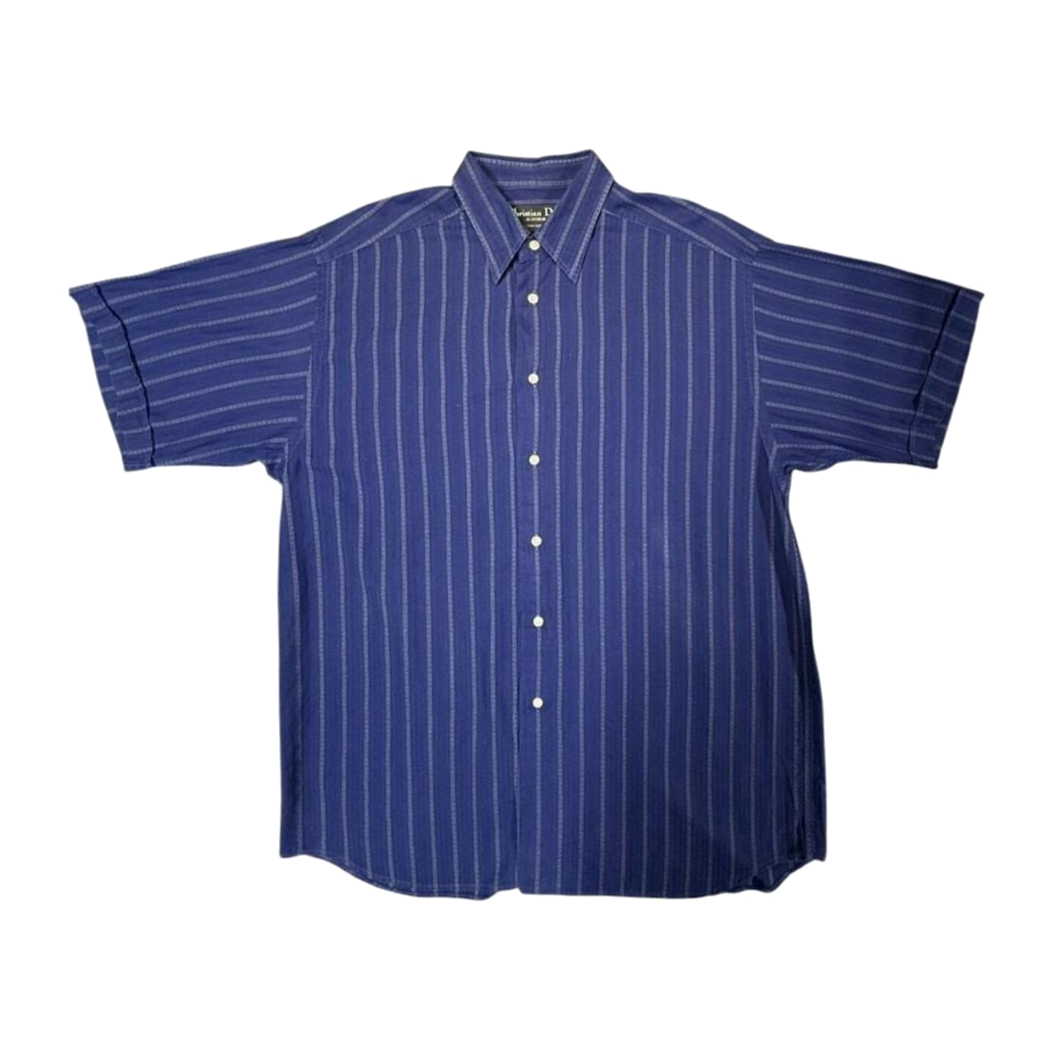 811 Christian Dior Monsieur Vintage 90s Made in France Striped Button Up Navy M