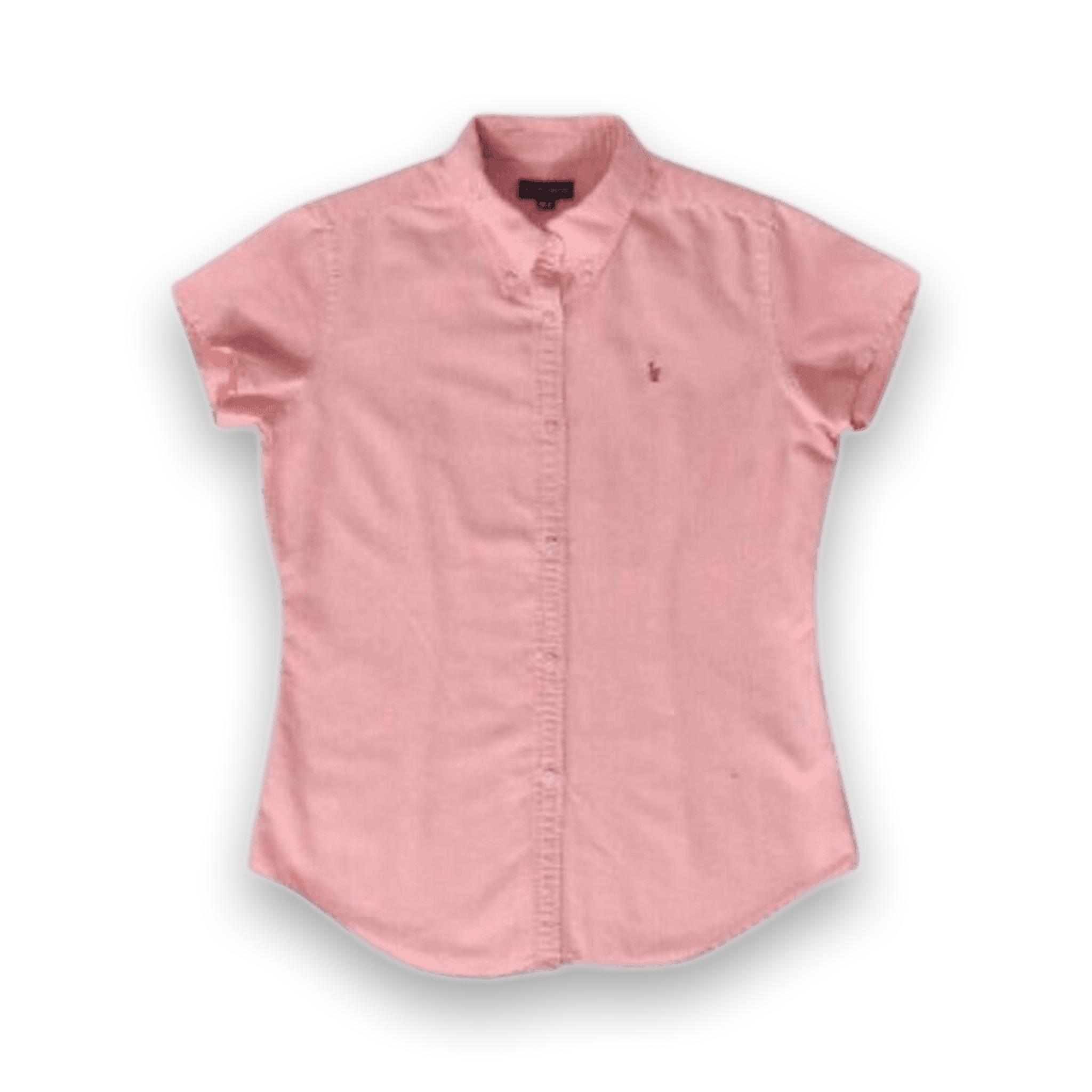 Ralph Lauren Women's Short Sleeve Cotton Button Down Shirt Pink XS