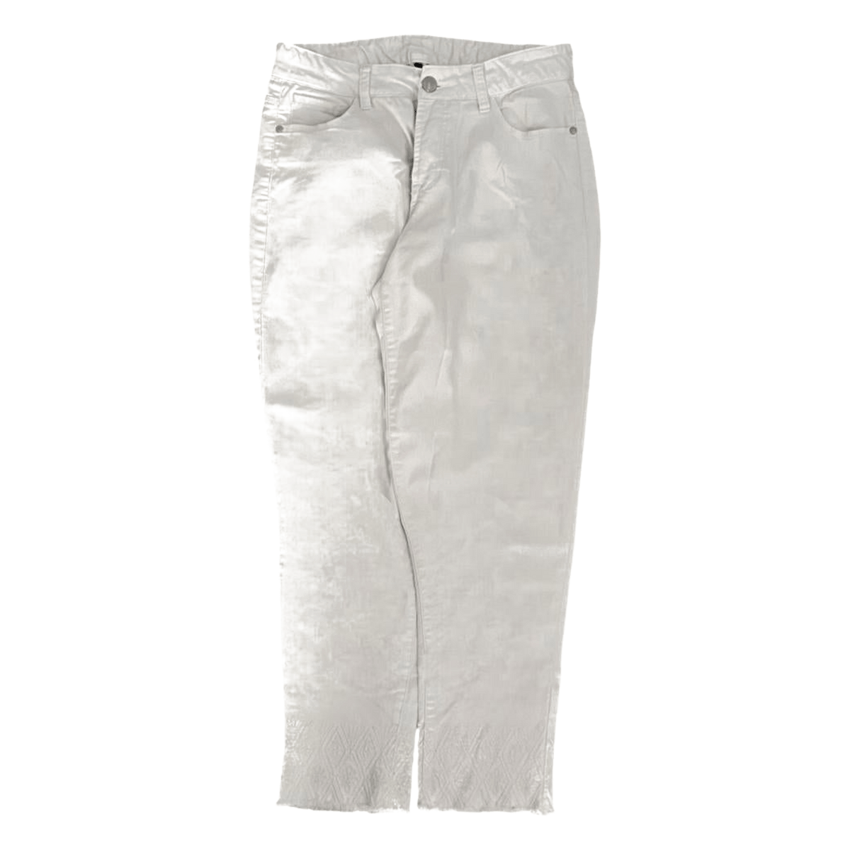 Massini Women's Cropped Capri Classic Denim Jeans White 6