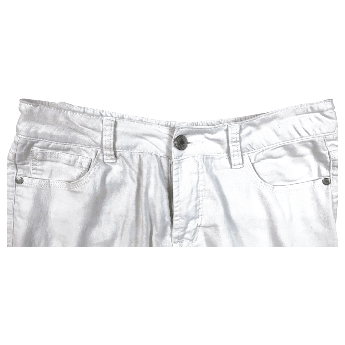 Massini Women's Cropped Capri Classic Denim Jeans White 6
