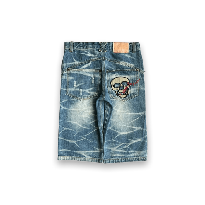 Mars Jupiter Japan Y2K Vintage Women's Skull Patch Denim Shorts 4