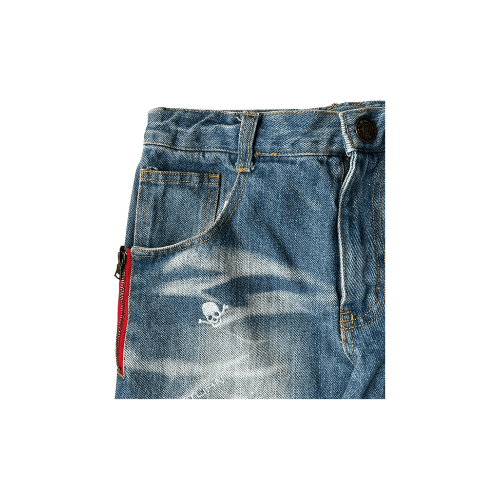 Mars Jupiter Japan Y2K Vintage Women's Skull Patch Denim Shorts 4