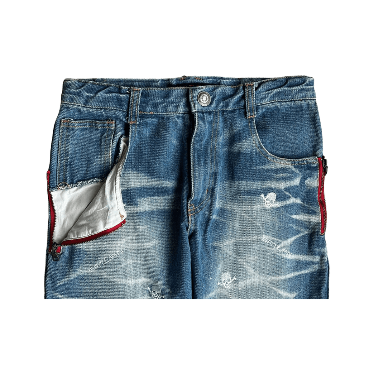 Mars Jupiter Japan Y2K Vintage Women's Skull Patch Denim Shorts 4