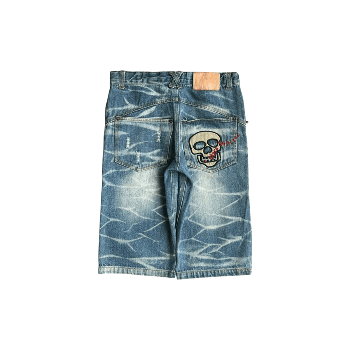 Mars Jupiter Japan Y2K Vintage Women's Skull Patch Denim Shorts 4