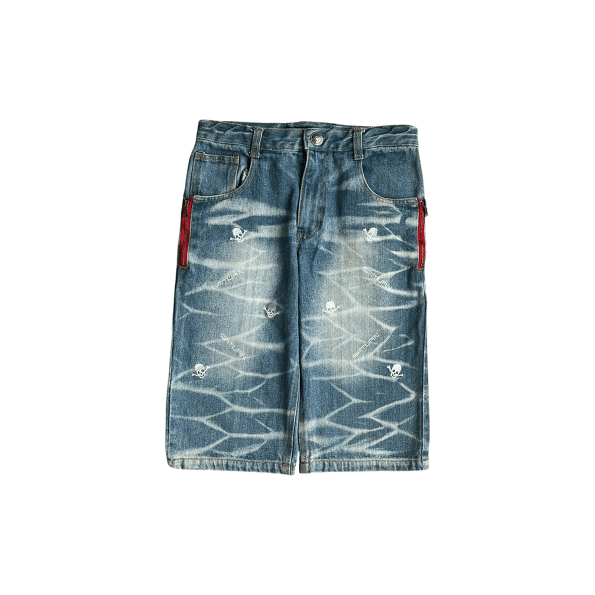 Mars Jupiter Japan Y2K Vintage Women's Skull Patch Denim Shorts 4